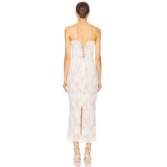 V. Chapman Capulet Strapless Corset Chantilly Lace Midi Dress *Hemmed* Size 8 - Picture 7 of 10